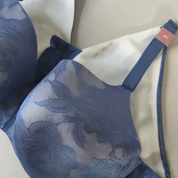 NEW Cacique Lane Bryant plus sz bra sz 46C blue floral lightlylined balconette - Picture 2 of 4